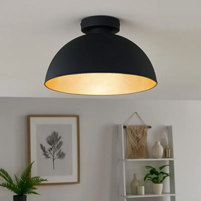 Snelle Levering Plafondlamp, metaal, zwart, D 31 cm