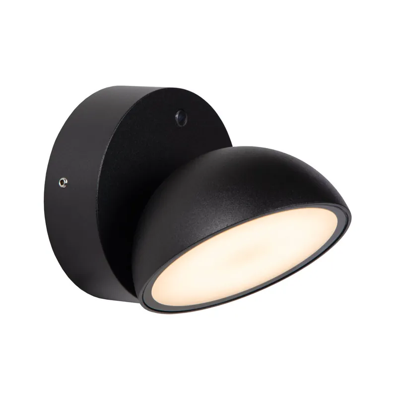 Merkproduct Lucide FINN - Wandlamp Binnen/Buiten - LED - 1x12W 3000K - IP54 - Dag/nacht sensor - Zwart