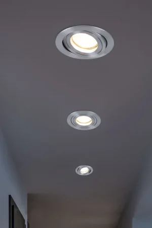 Snelle Levering Set van 3 ronde geborsteld aluminium inbouwspots Paulmann