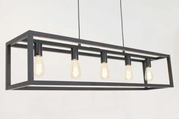Fabrieksprijs Strak metalen frame hanglamp KOLOS 5-lichts | Zwart
