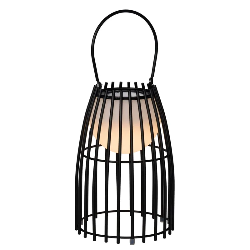 Premium Lucide FJARA - Oplaadbare Tafellamp Binnen/Buiten - Accu/Batterij - Ø 17,5 cm - LED Dim to warm - 1x0,3W 3000K - IP44 - Zwart