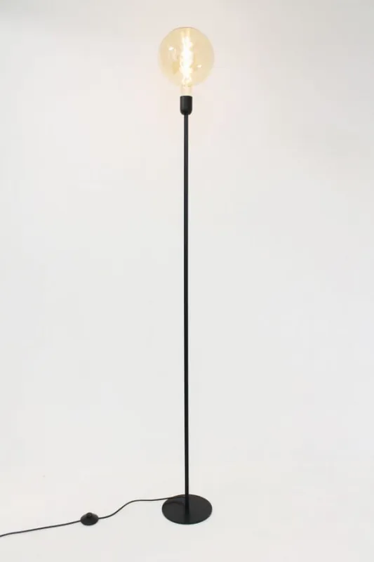 Zwarte vloerlamp 1-lichts TUBE 155 cm | Inclusief LED GIANT gold Beperkt Aanbod