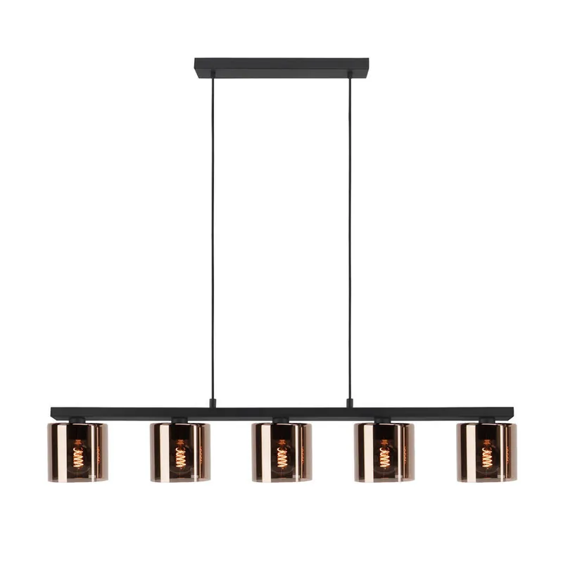 EGLO Cadley Hanglamp - E27 - 121 cm - Koperglas - Zwart Express Levering