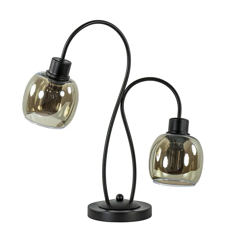 Lage Kosten Klassieke 2-lichts tafellamp zwart met smoke glas