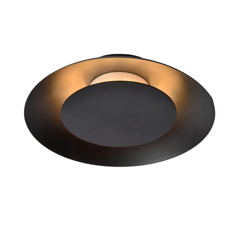 Lucide FOSKAL - Plafonnière - Ø 21,5 cm - LED - 1x6W 2700K - Zwart Op = Op