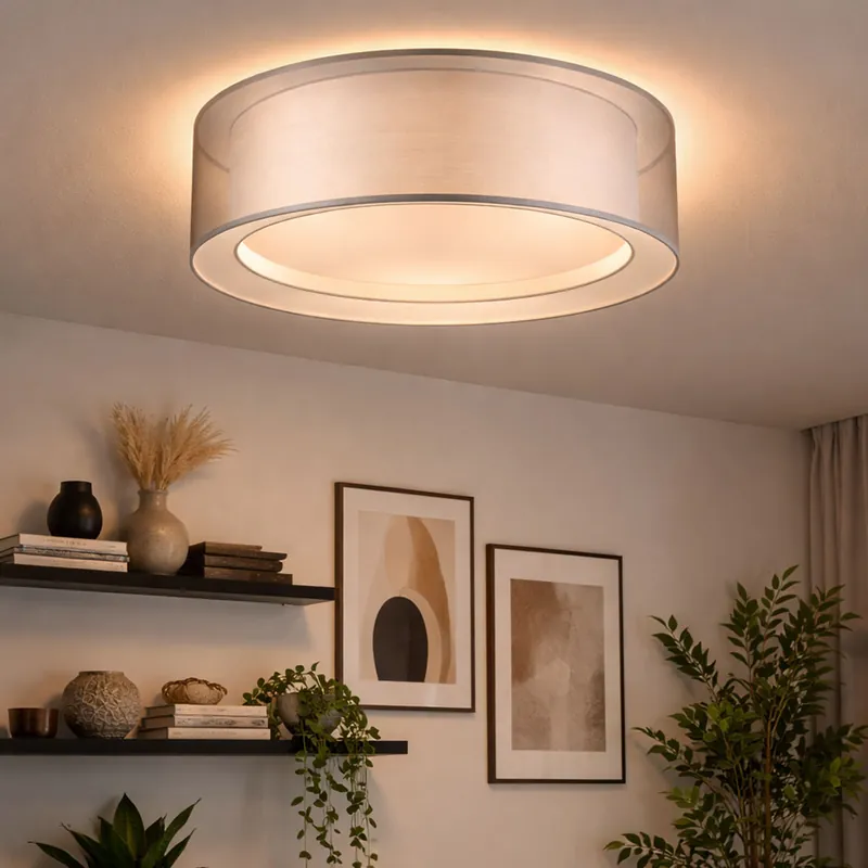 Beste Prijs Plafondlamp, textiel, grijs, 40 cm, THEO