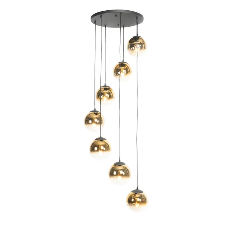 Favoriet Qazqa hanglamp pallon goudkleurig e27