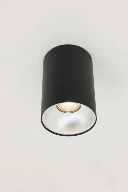 Plafondlamp / Opbouwspot ZUMA DEEP 1-lichts rond | Zwart / Zilver Bestseller