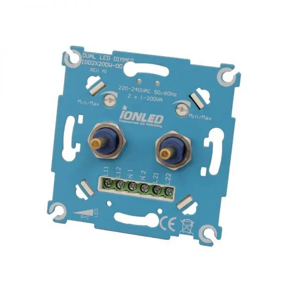 Fabrieksprijs ION DUO LED-dimmer 2x 0-200 watt/VA druk-draai