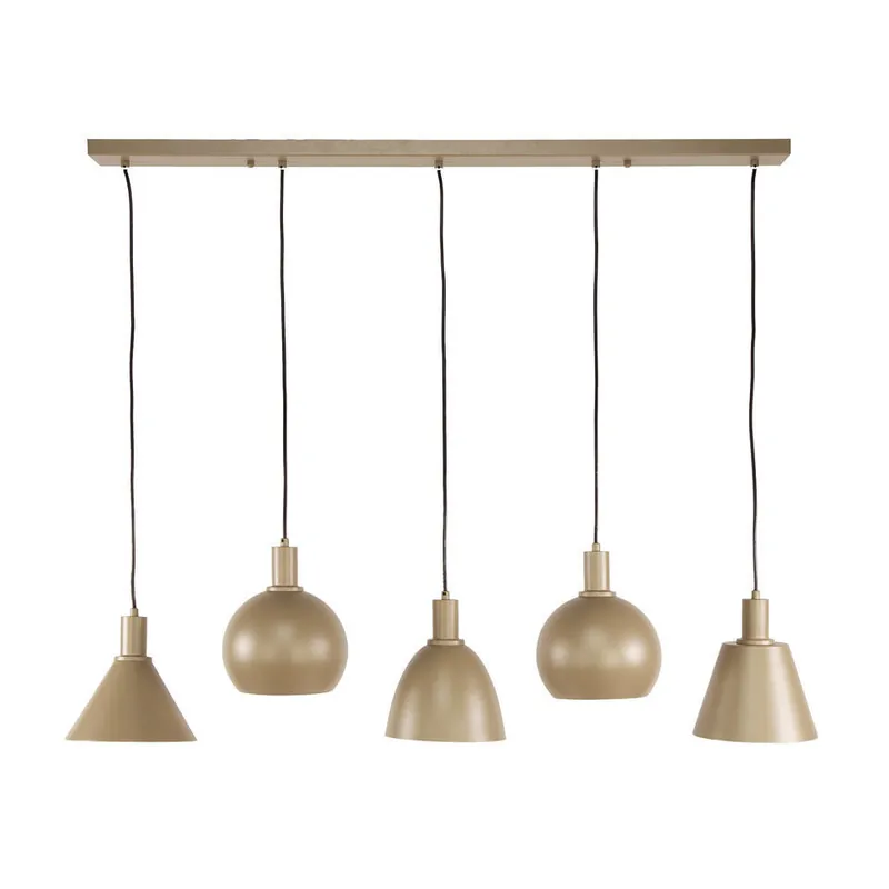 Hoyz Collection - Hanglamp Metallo Mix 5-lichts - Beige Seizoensaanbieding