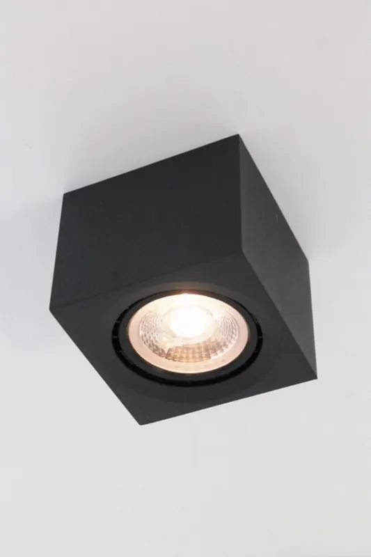 Plafondlamp / Opbouwspot FENDER LED vierkant | Zwart Favoriet