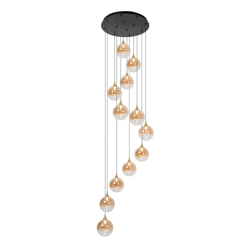 Uitverkoop Lucide GISELA - Hanglamp - Ø 61 cm - LED Dimb. - 12x3,5W 2700K - Geschikt voor vide en hoge plafonds - Amber | Premium