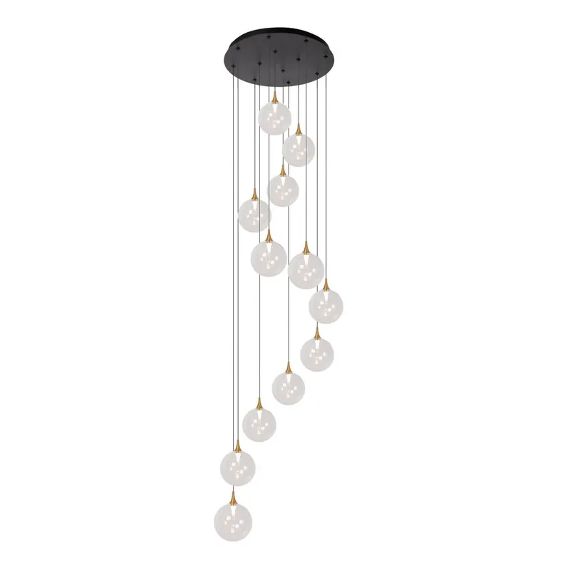 Lucide GISELA - Hanglamp - Ø 61 cm - LED Dimb. - 12x3,5W 2700K - Geschikt voor vide en hoge plafonds - Transparant | Premium Beperkt Aanbod