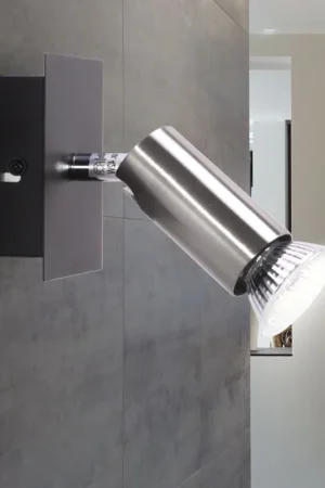Wandspot, zilver zwart, verstelbare spot, H 9 cm Laatste Kans