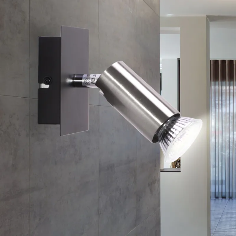 Wandspot, zilver zwart, verstelbare spot, H 9 cm Laatste Kans