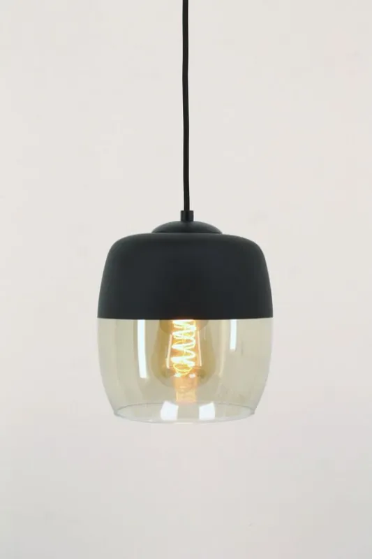 Exclusieve Aanbieding Los glas PHILOU zwart / amber fumé | Tonnetje Ø 17 cm
