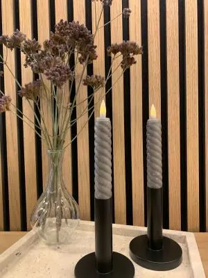 "LED Kaarsen Klein - Ribbel Grijs (2 Stuks) | Sfeervol & Stijlvol" Premium