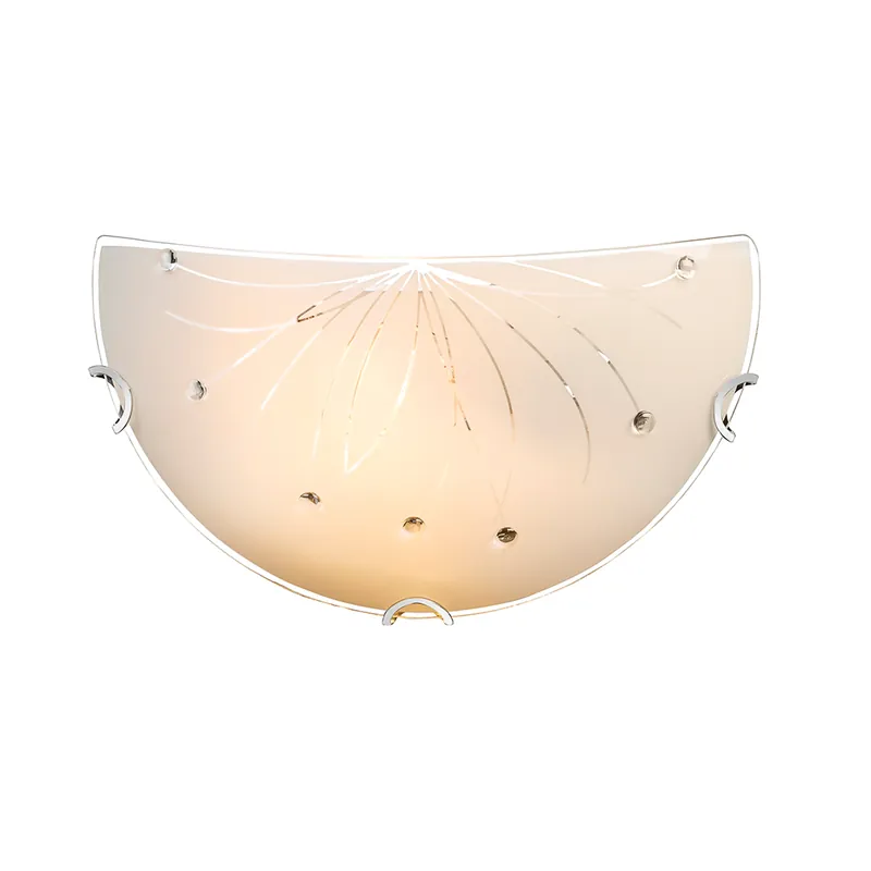 Wandlamp met mat glas en duidelijke decoratieve lijnen Flitsaanbieding