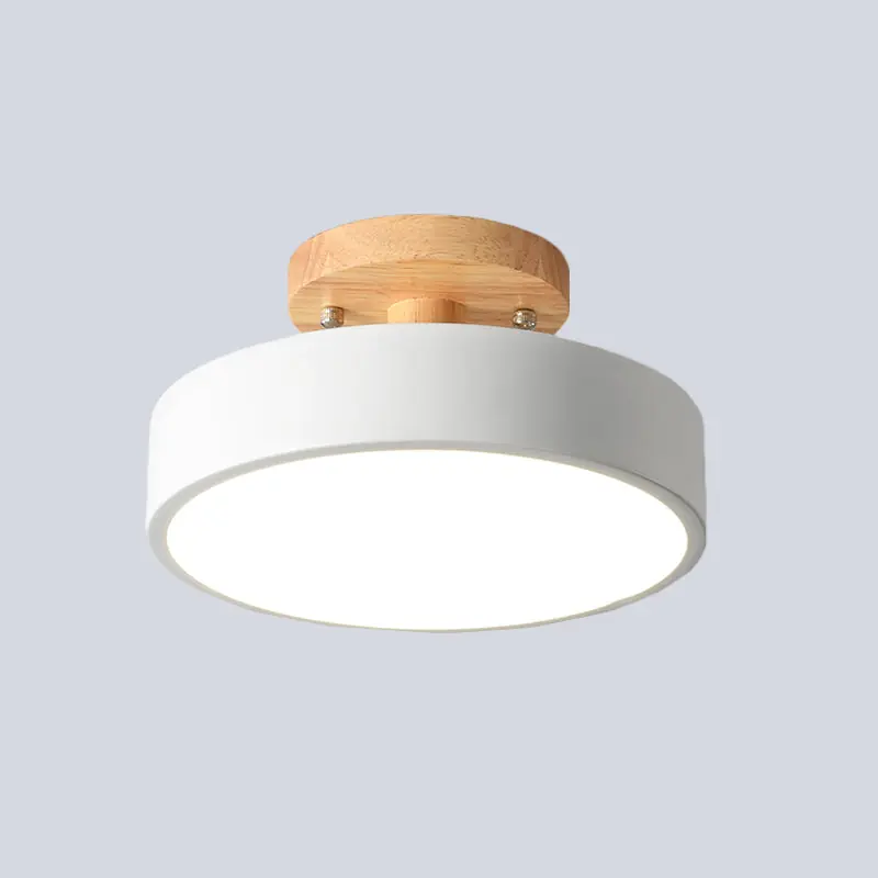 Scandinavische Trommel LED Plafondlamp met Hout voor Gang Betaalbaar