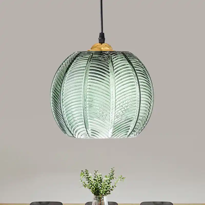 Retro Groene Ribbel Glas Hanglamp Must-Have