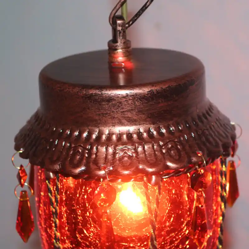 Beste Prijs Vintage Stijl Hanglamp Glas Conisch Rood/Geel/Blauw