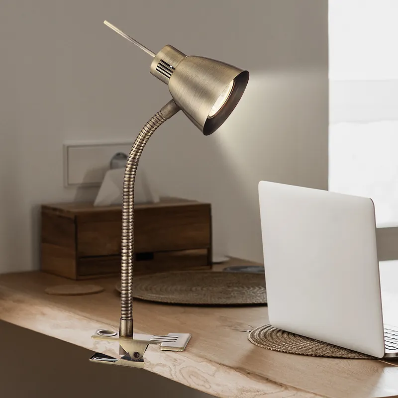 LED klemverlichting, antiek messing, verplaatsbare spot, kabel 1,5 m Must-Have