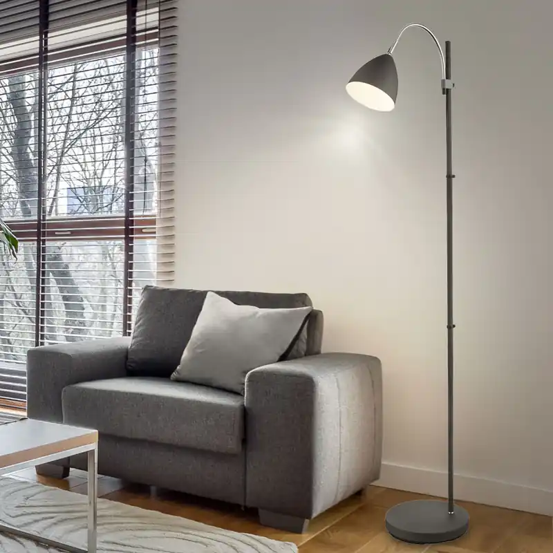 Fabrieksprijs Staande lamp, antraciet, verplaatsbaar, in hoogte verstelbaar, H 156cm