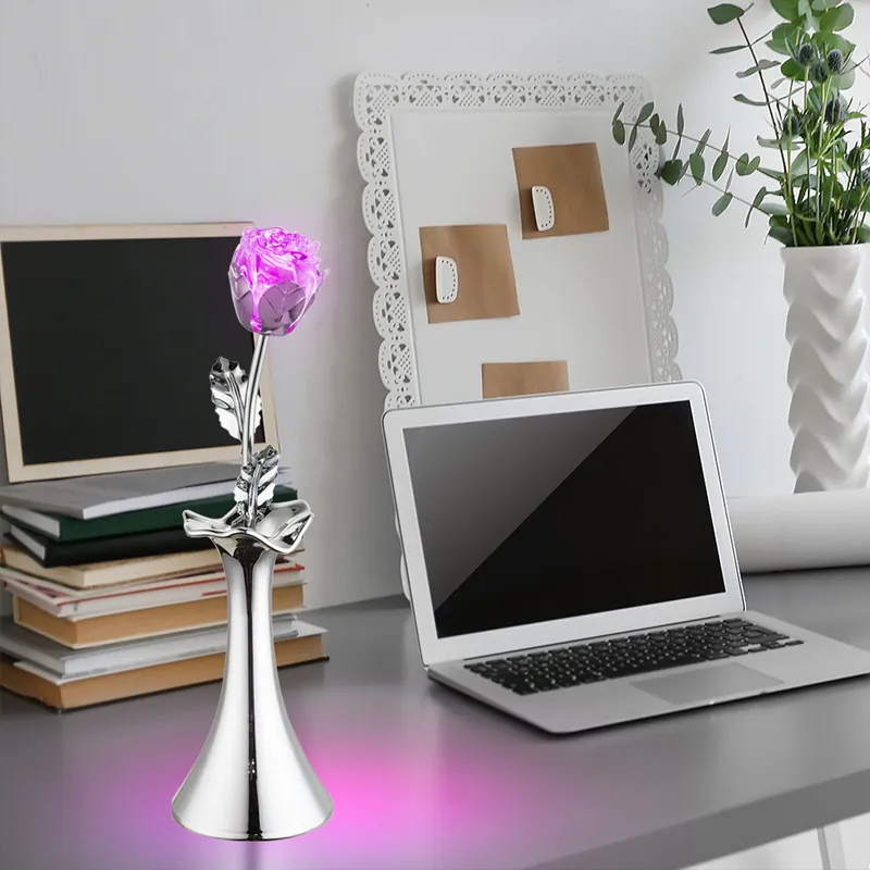 RGB LED tafellamp, roos, chroom, kleurwissel, H 29 cm, JIMMY Betaalbaar