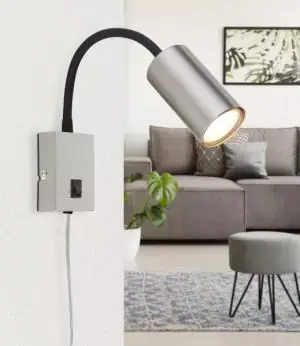 Snelle Levering Flexibele wandlamp CILLO GU10 met schakelaar | Staal en zwart