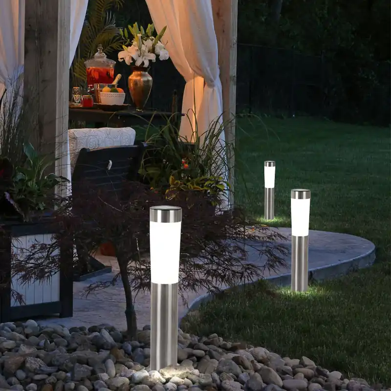 Voordeelprijs Set van 3 LED solar steeklampjes, roestvrij staal, hoogte 56 cm