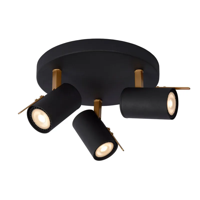 Bestseller Lucide GRONY - Plafondspot - LED Dim to warm - GU10 - 3x5W 2200K/3000K - Zwart