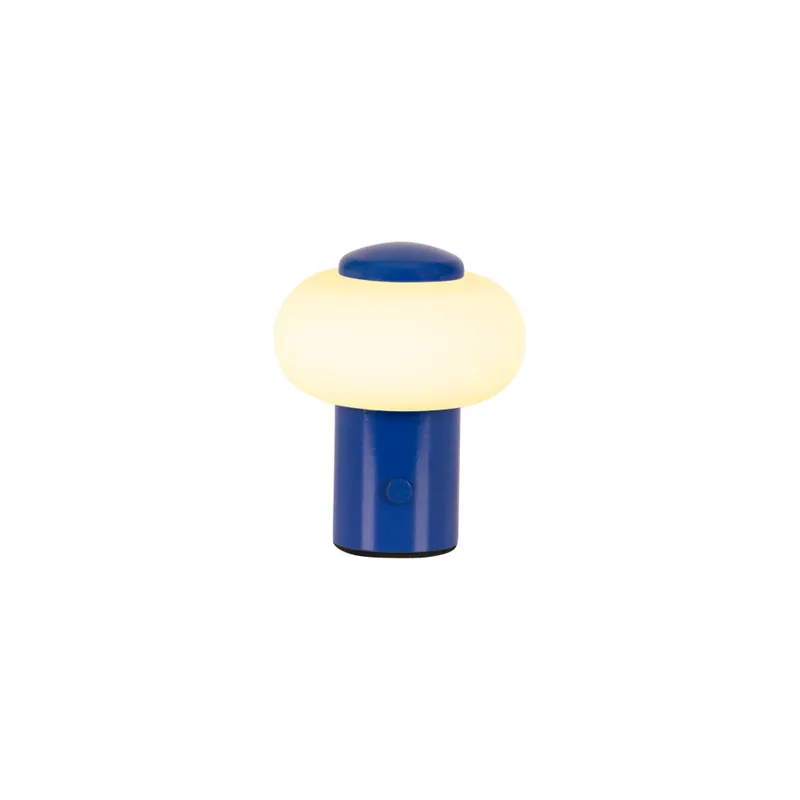 Merkproduct Lucide GUSTAV - Oplaadbare Tafellamp - Accu/Batterij - Ø 8 cm - LED Dimb. - 1x0,8W 2700K - Blauw | Essential
