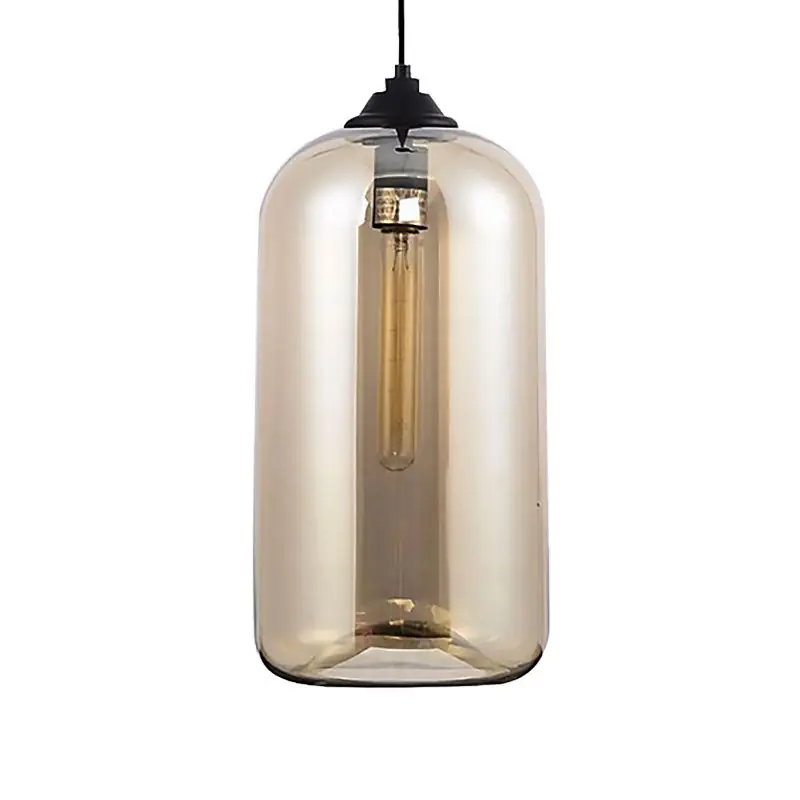 Aanbieding Brede Glas Hanglamp - Moderne 1-Lichts Zwarte Lamp
