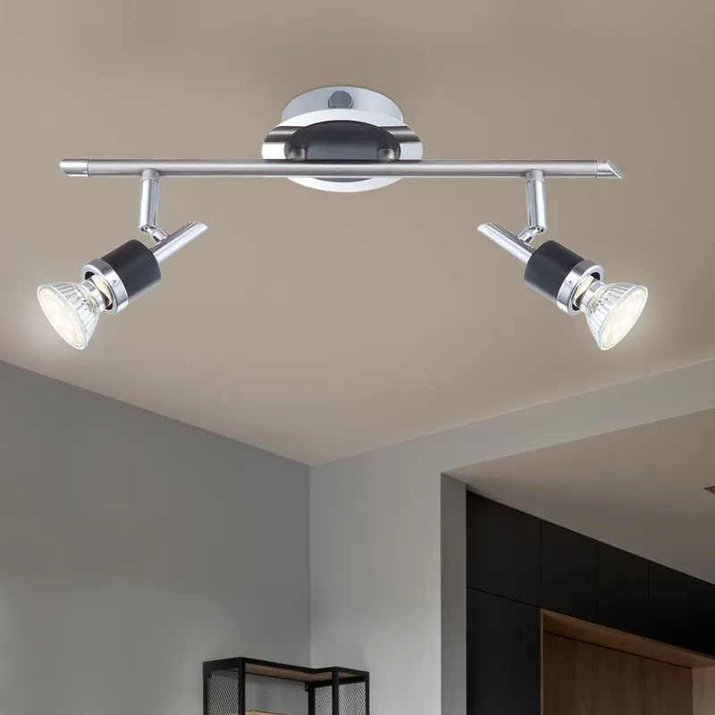 Flitsaanbieding LED plafondlamp, zwart chroom, L 38 cm