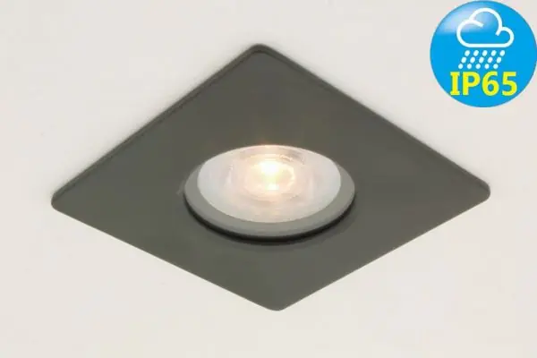 Zwarte waterdichte inbouwspot RAIN vierkant | IP65 9,0 cm Voordeelprijs