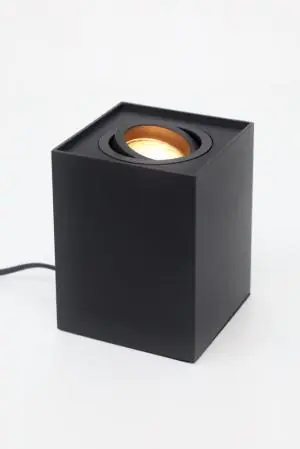Beperkte Voorraad Kantelbare tafellamp REBEL XL 9,5 cm met schakelaar | Zwart vierkant