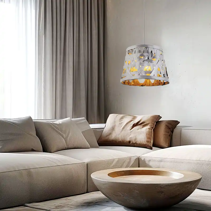 Hanglamp, textiel grijs, hoogte 144 cm, SALVADOR Tijdelijk Beschikbaar