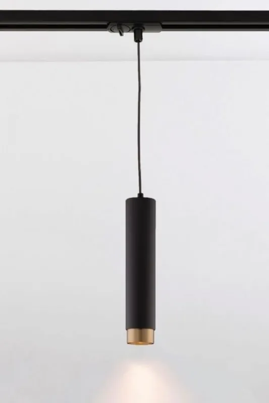 Gratis Verzending Koker hanglamp CAREGA 30 cm voor LUNA spanningsrail | Zwart / Goud