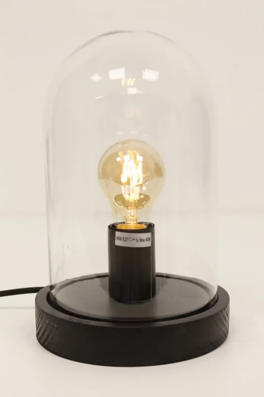 Korting Leuke 1-lichts tafellamp STOLP | Zwart + glas