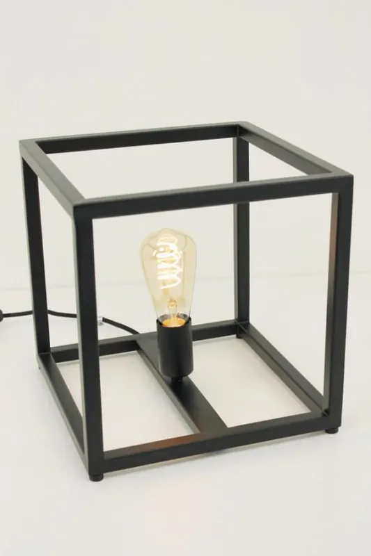 Strak metalen frame tafellamp KOLOS XL | Zwart Voordeelprijs