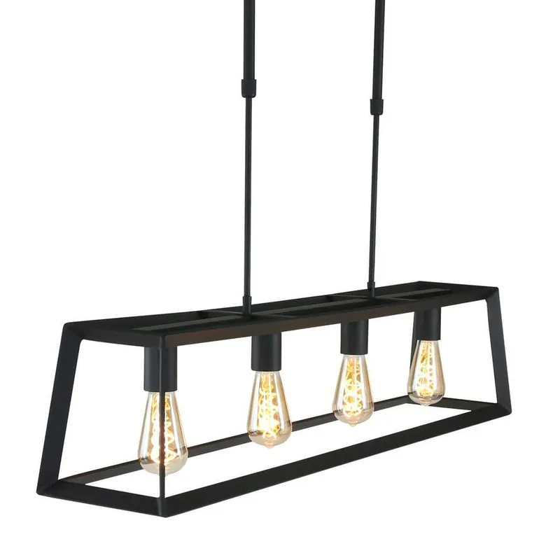 Korting Mexlite Hanglamp buckley - 4 lichts - zwart - 100x130 cm