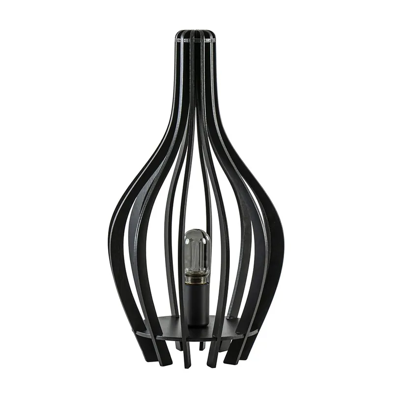 Fabrieksprijs Mat zwarte tafellamp houten kegel