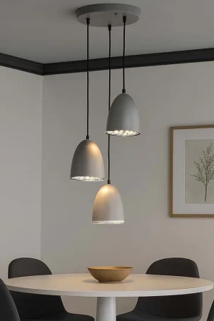 Fabrieksprijs Hanglamp, 3 vlammen, metaal titaniumkleurig, H 150cm