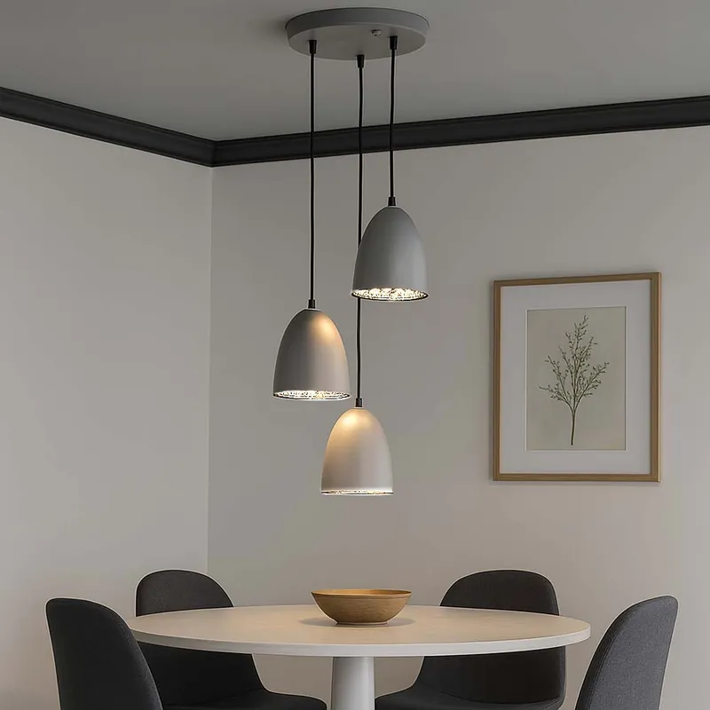 Fabrieksprijs Hanglamp, 3 vlammen, metaal titaniumkleurig, H 150cm