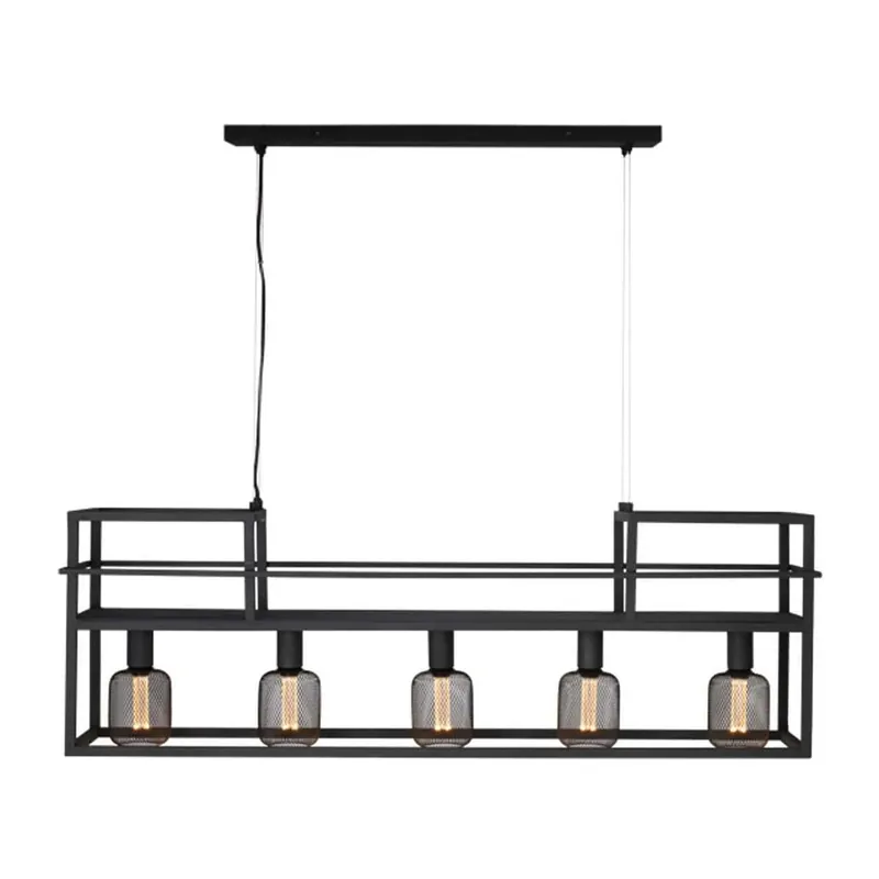 Superprijs Freelight Hanglamp Culinara 5 lichts met rek L 120 cm zwart