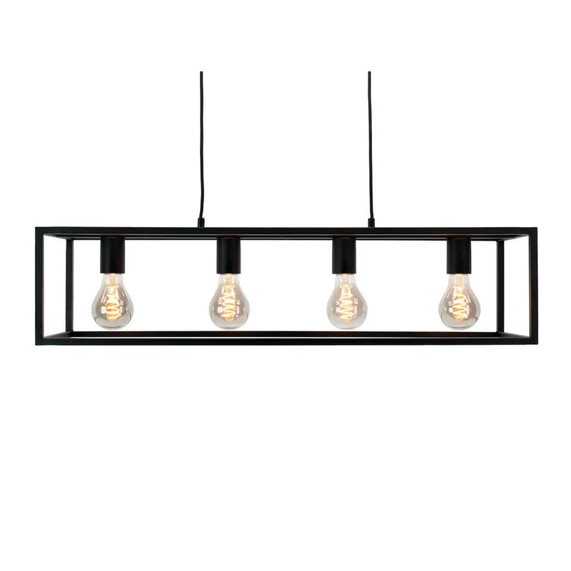 EGLO Eldrick Hanglamp - 4xE27 - 85 cm - industrieel - Staal - Zwart Shop Nu