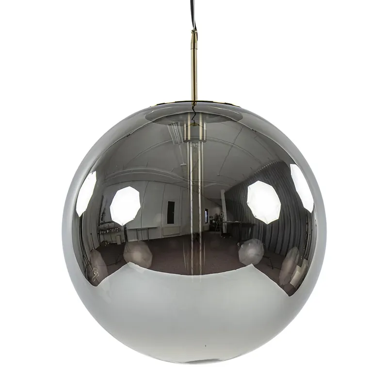Snelle Levering Medina hanglamp bol XL smoke glas met brons