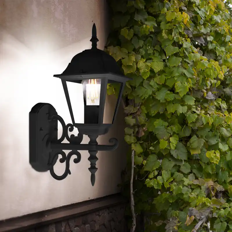 Wandlamp, aluminium, zwart, glas, helder, H 40 cm, VT-760 Favoriet