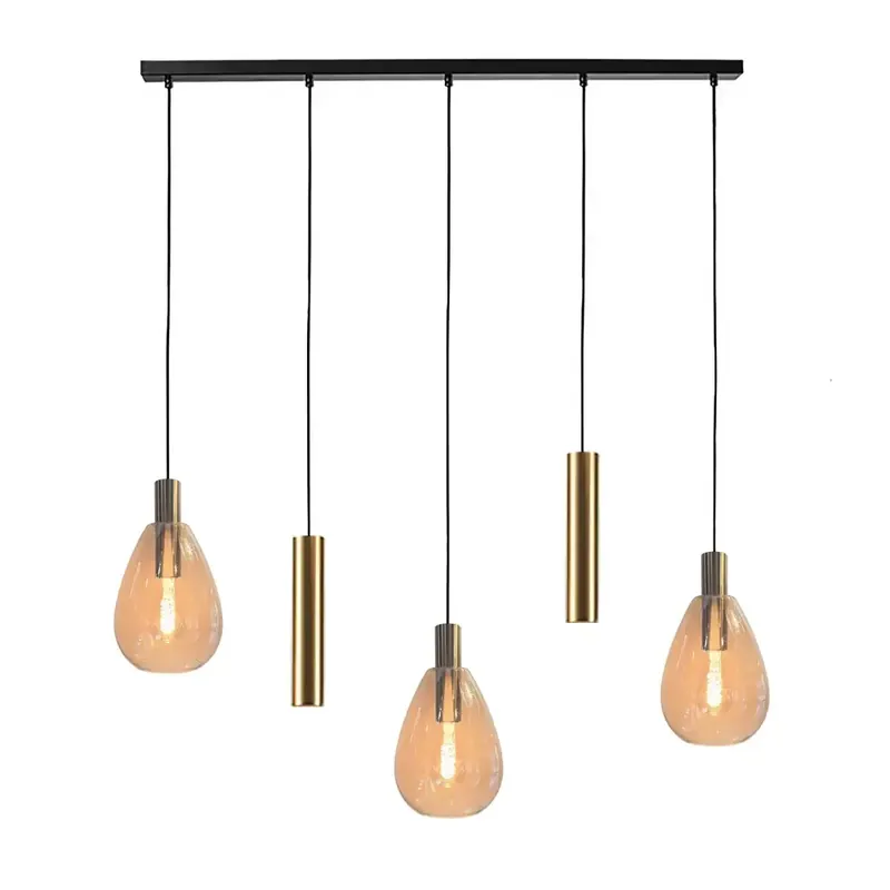 Merkproduct Freelight Hanglamp Dorato 5 lichts L120 cm zwart goud
