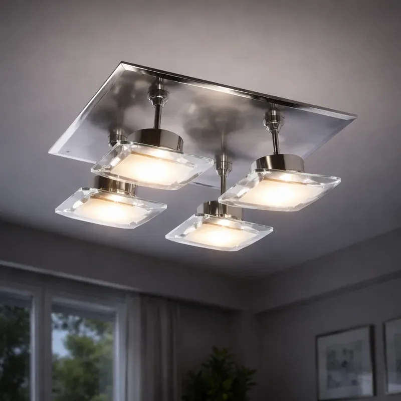 LED plafondlamp, staal, dimbaar, beweegbare spots, L 25 cm Hoge Kwaliteit